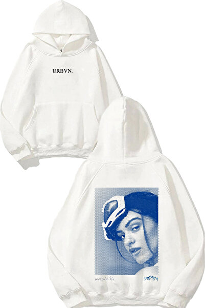 urbvn سويت شيرت أبيض كبير الحجم مطبوع بتصميم روزاليا