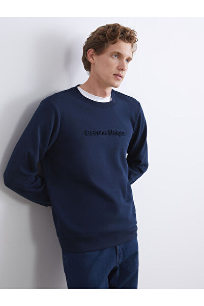 LC Waikiki New Season Crew Neck Printed Men's Thick Sweatshirt