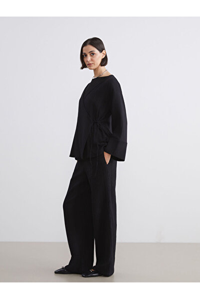 LC Waikiki Sparkling Selections from Shining Store |   Textured Muslin Women's Trousers with Elastic Waistband