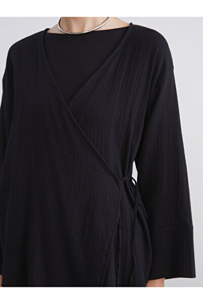 LC Waikiki Double Breasted Collar Textured Women's Kimono