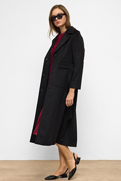 Olcay Παλτό με μανίκια ρεγκλάν που δένει τον καμπρέλα στη μέση ΜΑΥΡΟ 3156