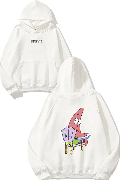 urbvn سويت شيرت أبيض كبير الحجم مطبوع بتصميم كرسي باتريك