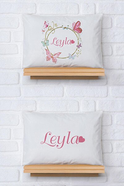 Pia Baby 2'li İsme Özel %100 Pamuk Bebek Yastık Kılıfı Organik Baskılı 35x45 cm