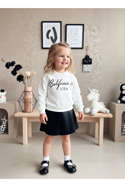 Lolliboomkids Girl's Polo Neck Sweatshirt - Skirt Trend Bottom Top Set New Season