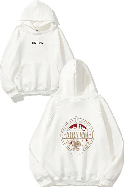 urbvn سويت شيرت أبيض كبير الحجم مطبوع عليه تصميم جيتار نيرفانا