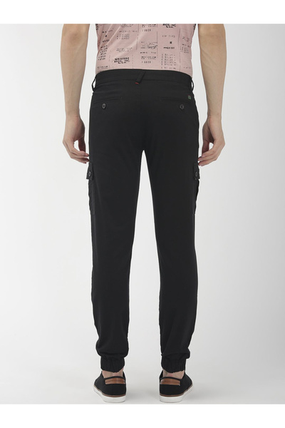 The Indian Garage Co By Styli Men Black Mid Rise Slim Fit Cargo Pants