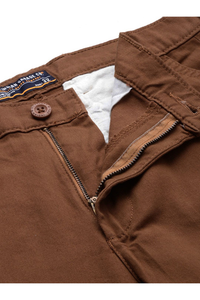 The Indian Garage Co By Styli Men Rust Solid Slim Fit Cargo Pants