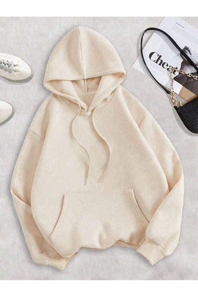 PALPİTO Unisex Bej Outer Banks Baskılı Kapüşonlu Hoodie Sweatshirt