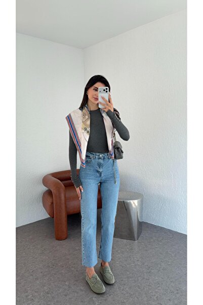 HAZELANNA Világoskék Momfit Jean