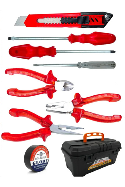 Genel Markalar 3 Lü Pense Set 3 Lü Tornavida Takımı Elektrik Bandı Falçata+takım Çanta Set