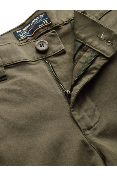 The Indian Garage Co By Styli Men Olive Mid Rise Slim Fit Cargo Pants