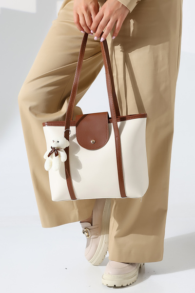 Moda Lime Women's Medium Shoulder and Arm Bag with Teddy Bear Accessories – Stylish, Casual, Suitable for Office and Outfits