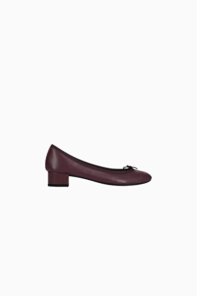 Repetto Camille 30 Ballerina Pumps, Burgundy Nappa Leather, Bow Detail, 30mm ...