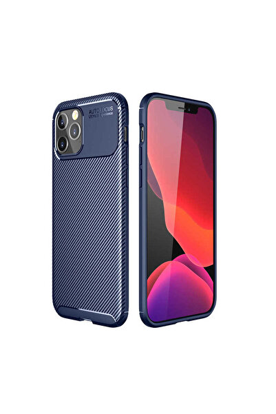 zore iPhone 12 Pro Max Uyumlu Shrp Black Silicone Case-Navy Blue