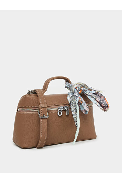 Styli Brown Printed Scarf Satchel Handbag