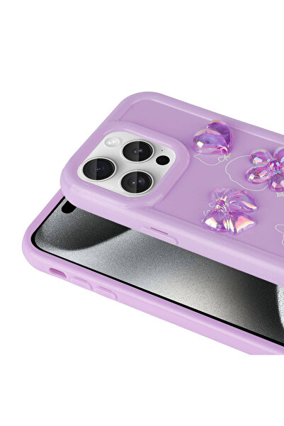 zore iPhone 15 Pro Compatible Embossed Figure Shiny Nxxa Toys Silicone Case-Purple