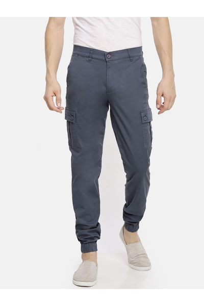 The Indian Garage Co By Styli Men Blue Mid Rise Slim Fit Cargo Pants