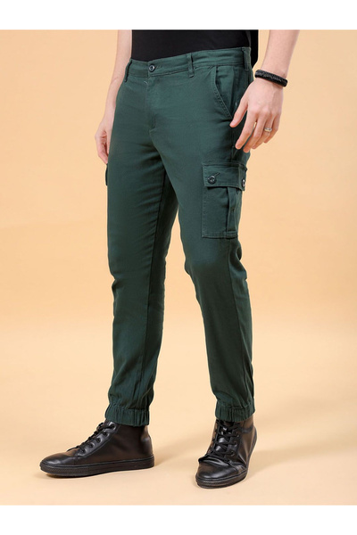 The Indian Garage Co By Styli Men Dark Green Slim Fit Cargo Pants