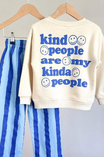 Lolliboomkids Boy's Slogan Text Smile Printed 3 Thread Fabric Canvas Pants Cotton Top and Bottom Set