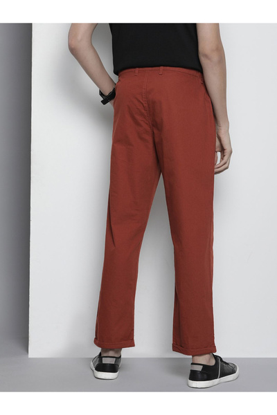 The Indian Garage Co By Styli Men Rust Slim Fit Cargo Trousers