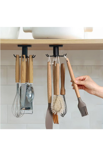 OEM Set 4 suporturi rotative 360°, plastic, instalare fara gaurire, pentru us...