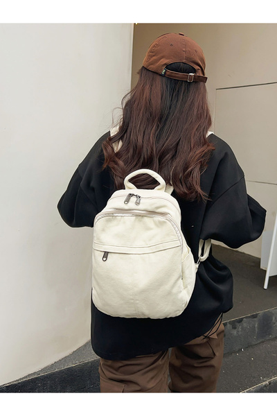 Take Two By Styli Solid Canvas Zip Closure Backpack