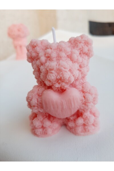 ArtINA esmaraldchic Lumanare parfumata urs cu inima si trandafiri, cadouri handmade, ceara soia