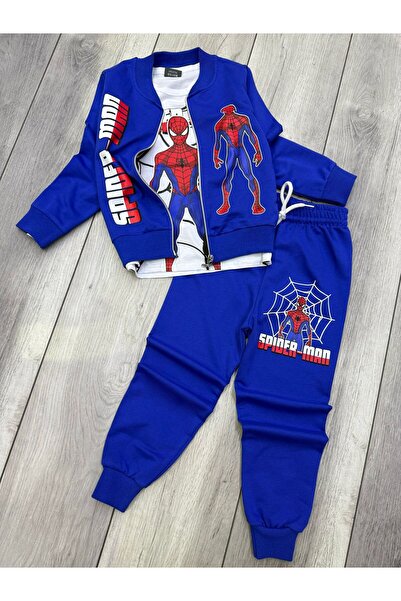 RENGARENK KIDS STORE Erkek Çocuk Karakter Baskılı 3lü Eşofman Takımi Alt Üst Takım