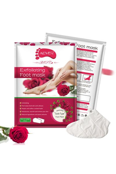 OEM Șosete exfoliante ALIVER® cu Acid Hialuronic, Vitamina C & Trandafiri – H...