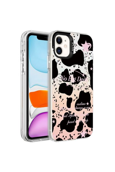 zore iPhone 12 Compatible Marble Patterned Shrp Marbello Case-Black-White