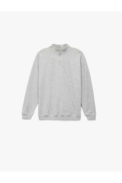 Koton Long Sleeve Basic Half Zipper Stand Collar Sweatshirt