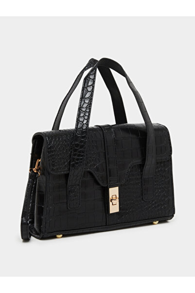 Styli حقيبة يد بقفل ذهبي من جلد التمساح