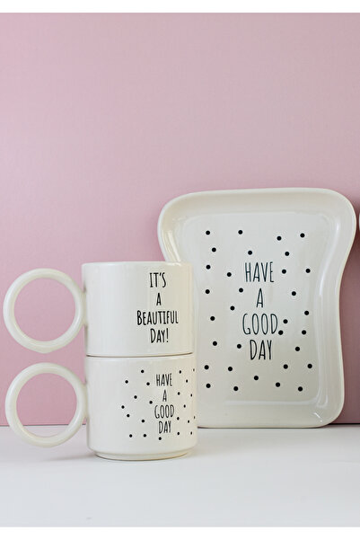 LALEZEN HOME طقم فطور توست من السيراميك بولكا مكون من 6 قطع لشخصين