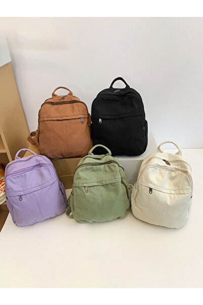 Take Two By Styli Solid Canvas Zip Closure Backpack