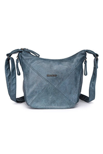 Hüvendo حقيبة برشلونة اليومية للنساء بحزام متقاطع 1896 باللون الأزرق الجليدي