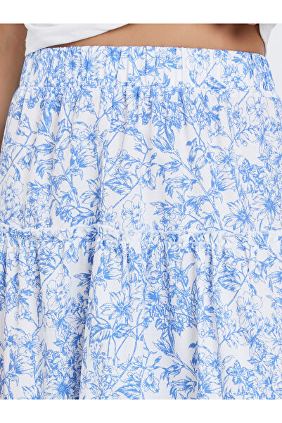 Take Two By Styli Floral Print Elastic Waist A-Line Midi Skirt