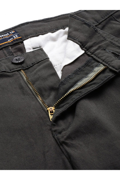 The Indian Garage Co By Styli Men Black Solid Slim Fit Cargo Pants