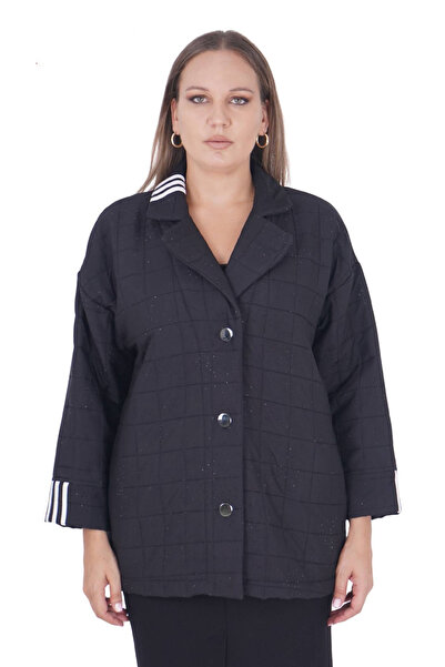 Darkmen سترة نسائية رياضية أنيقة بأزرار ومقاس كبير مزينة بالأحجار