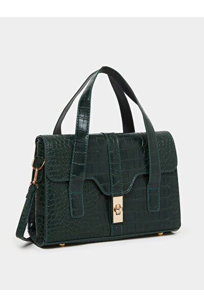 Styli حقيبة يد بقفل ذهبي من جلد التمساح