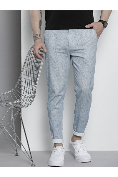 The Indian Garage Co By Styli Men Grey Slim Fit Textured Chino Pants