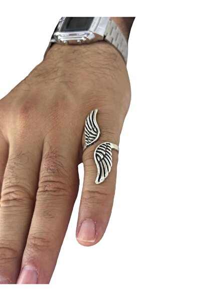 Smyrna خاتم مطلي بالفضة، قابل للتعديل، للجنسين (جناح ملاك، راكب دراجة نارية، ...