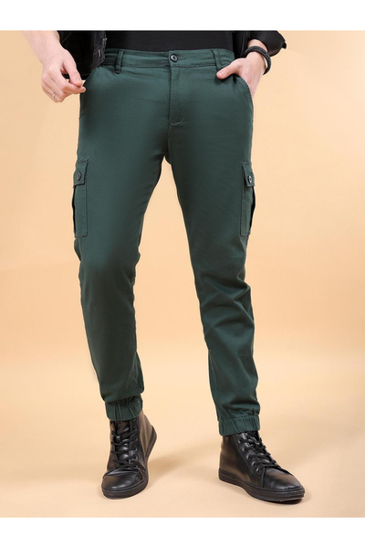 The Indian Garage Co By Styli Men Dark Green Slim Fit Cargo Pants