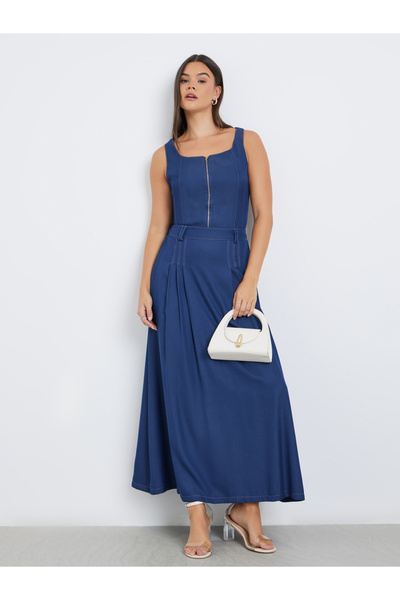 Styli تنورة ماكسي سادة مطوية على شكل حرف A