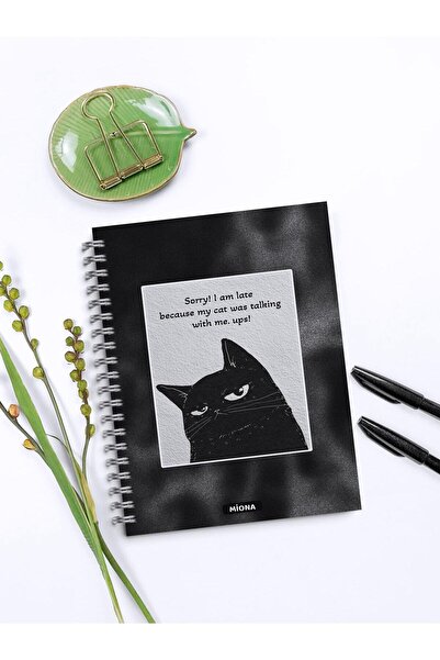 Miona A5 Spiral School Notebook 120 Pages Set of 4 Black Themed 2 Squared-2 Lined, Notebook, Notebook