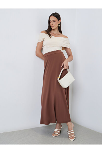Styli Solid Knit A-Line Maxi Skirt