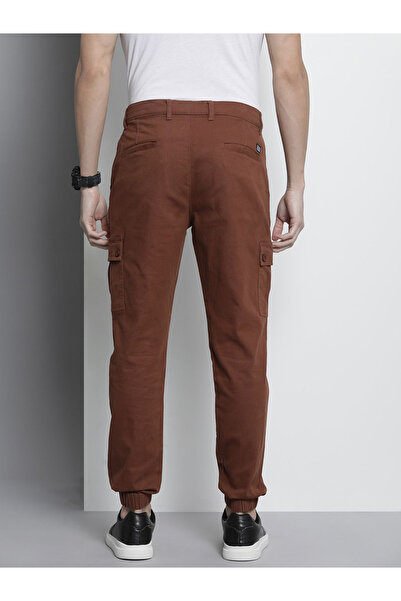 The Indian Garage Co By Styli Men Brown Solid Slim Fit Cargo Pants