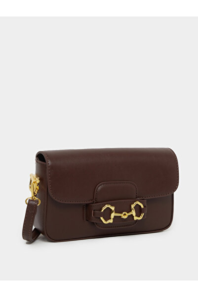 Styli حقيبة باغيت بلون القهوة البني مع أجزاء ذهبية