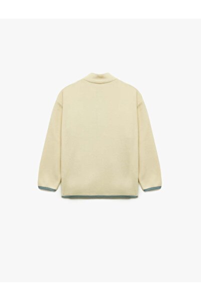 Koton Long Sleeve Stand Collar Half Zipper Fleece Sweatshirt with Pocket Detail