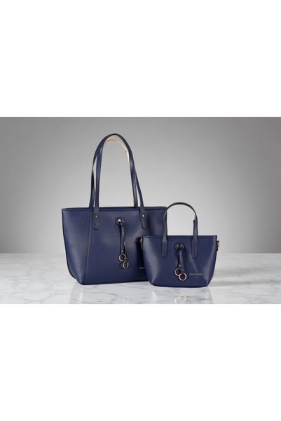 Pierre Cardin Geanta de Umar, set de 2 bucati, Pierre Cardin, -Leather WX11 6013, Bleumarin, 32x28x13/21x19x9