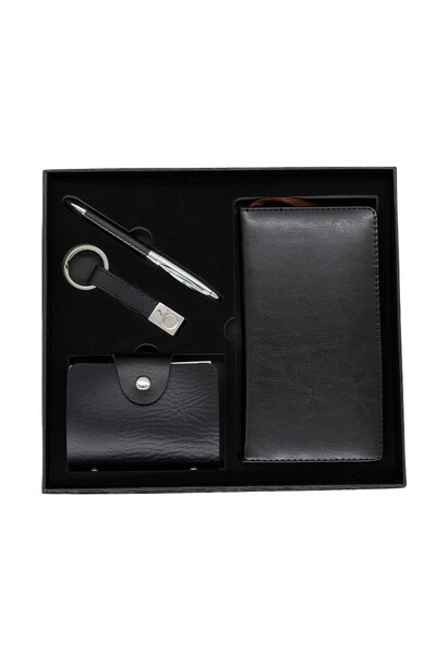 velve Set din piele ecologica, cu portofel pentru carduri, agenda, pix si bre...